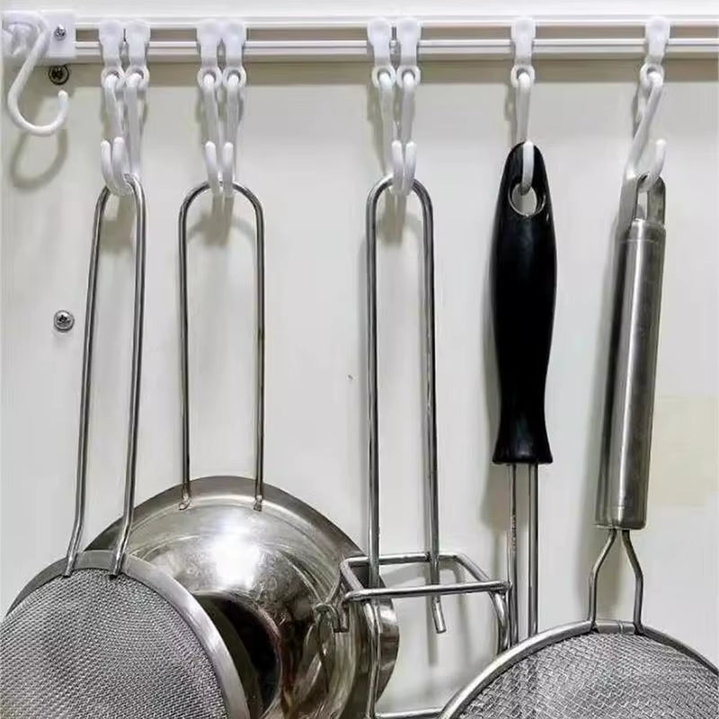 Innovative Kitchen Sliding Hooks Multi-Tiered Hanging Rack Adjustable Adhesive Hooks Space Saving Cooker Hangers