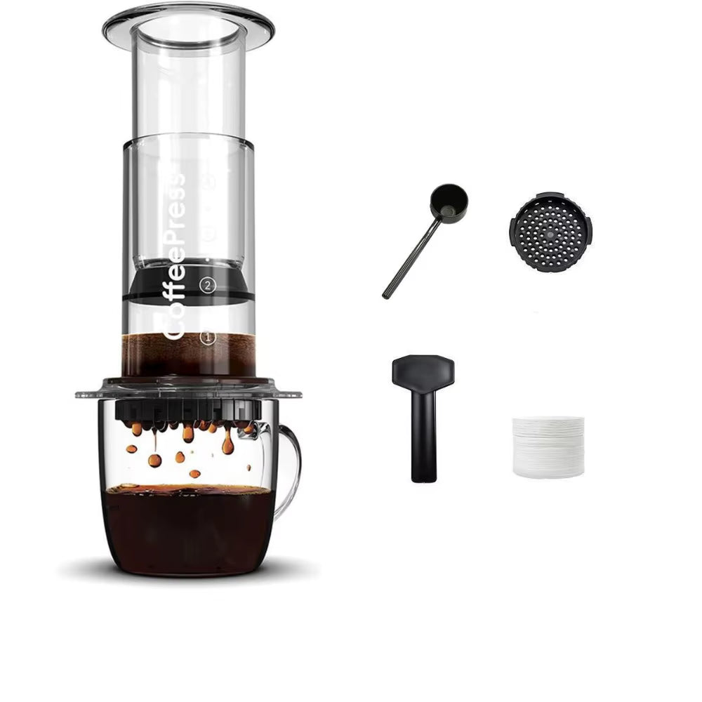 Portable Coffee Kettle Transparent French Style Press Coffee Pot Light Weight Anti-Slip Hand Pour Coffee Maker Outdoor