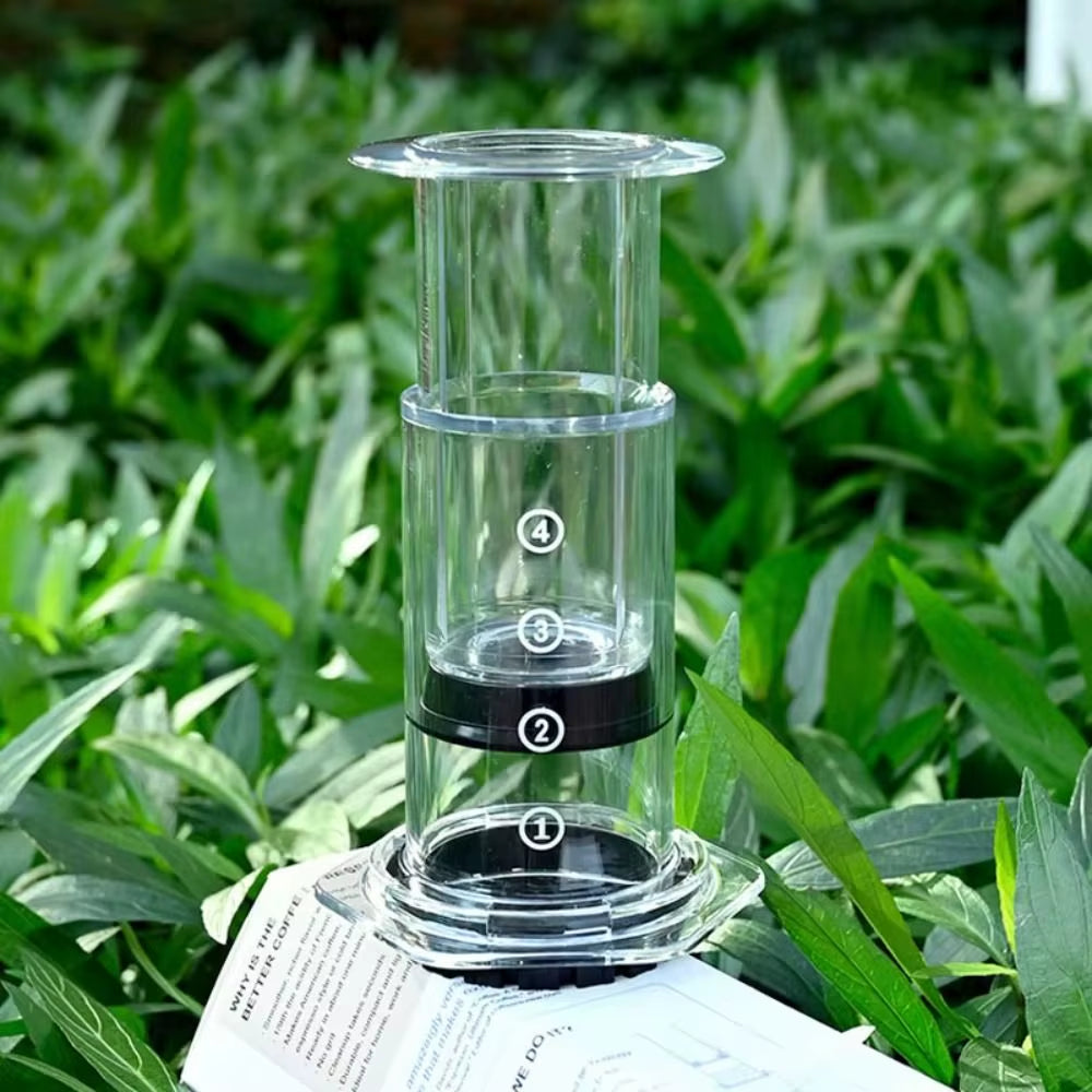 Portable Coffee Kettle Transparent French Style Press Coffee Pot Light Weight Anti-Slip Hand Pour Coffee Maker Outdoor