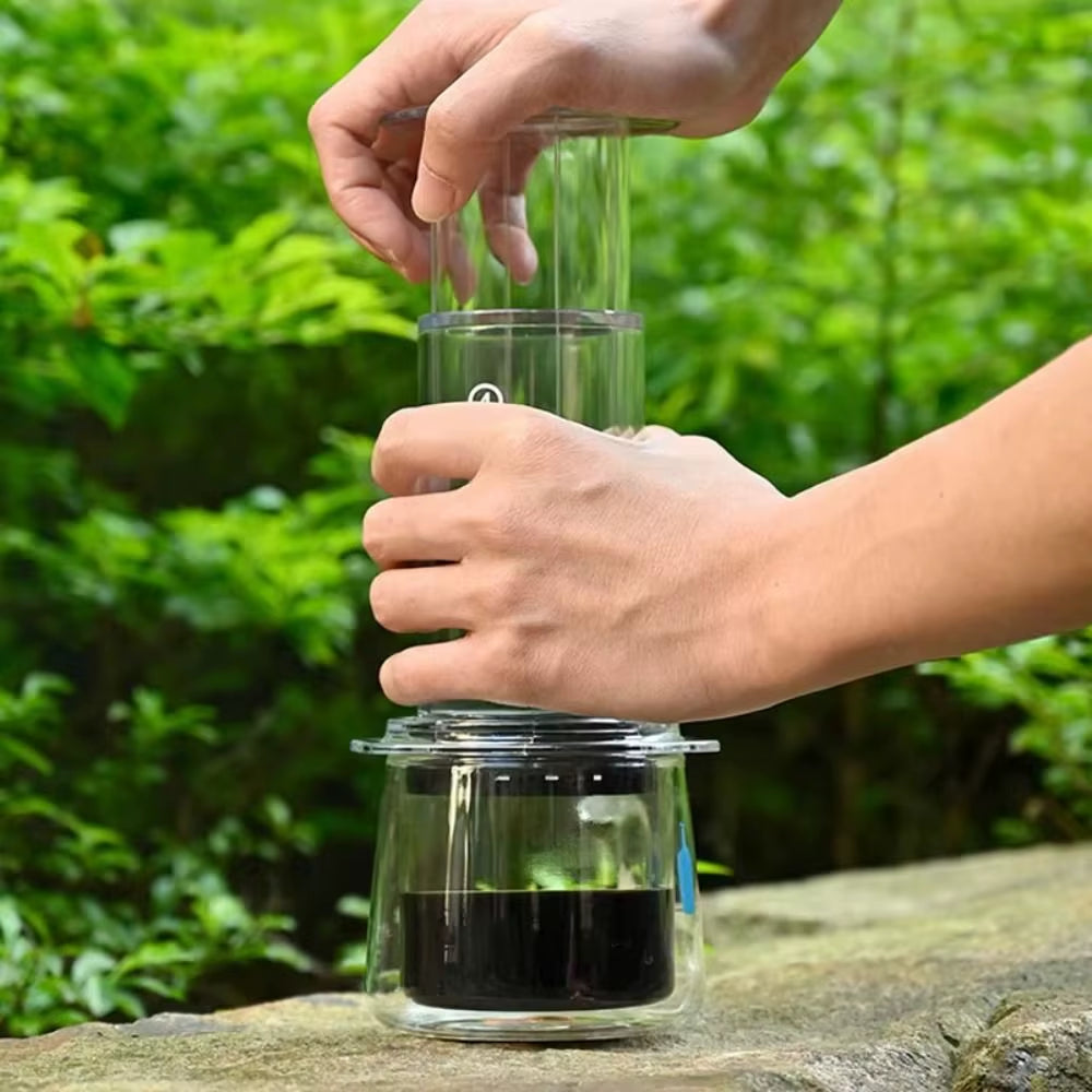 Portable Coffee Kettle Transparent French Style Press Coffee Pot Light Weight Anti-Slip Hand Pour Coffee Maker Outdoor