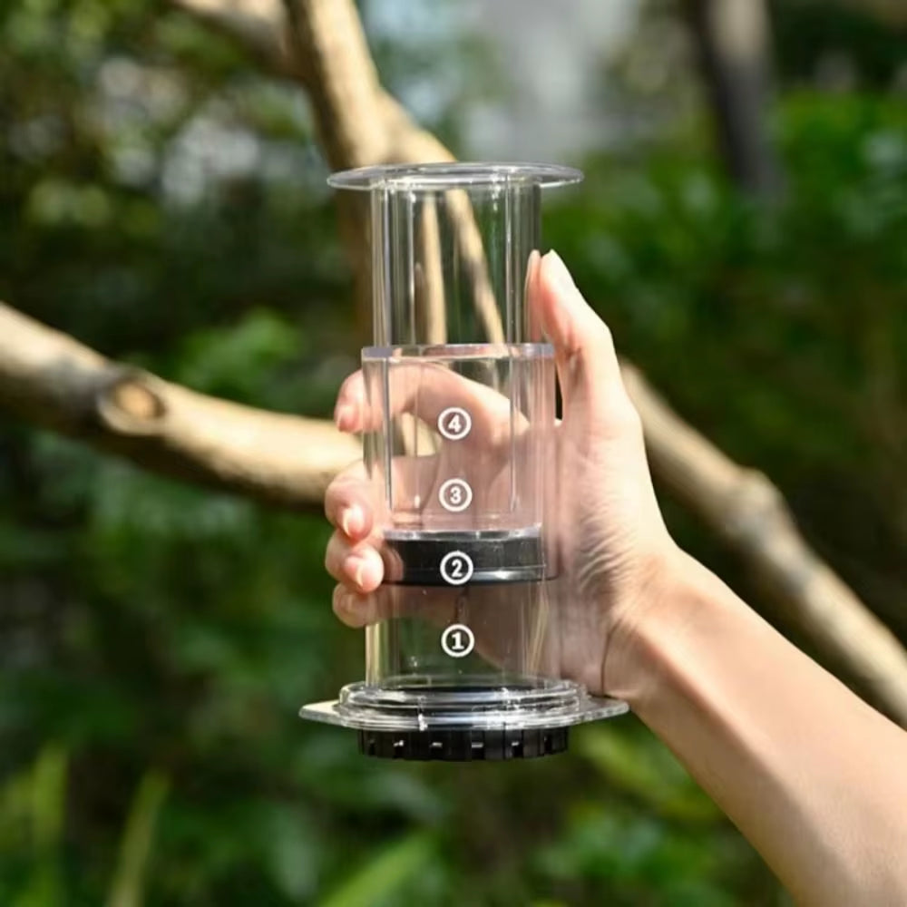 Portable Coffee Kettle Transparent French Style Press Coffee Pot Light Weight Anti-Slip Hand Pour Coffee Maker Outdoor
